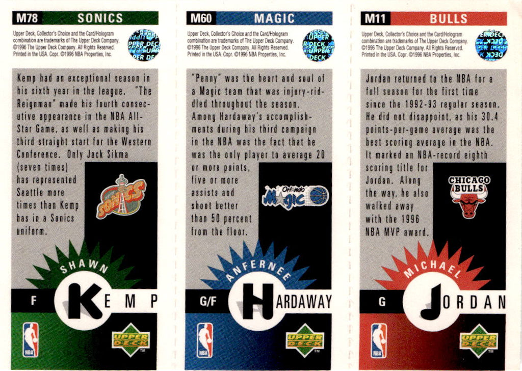 1996-97 Collector's Choice Michael Jordan / Anfernee Hardaway / Shawn Kemp