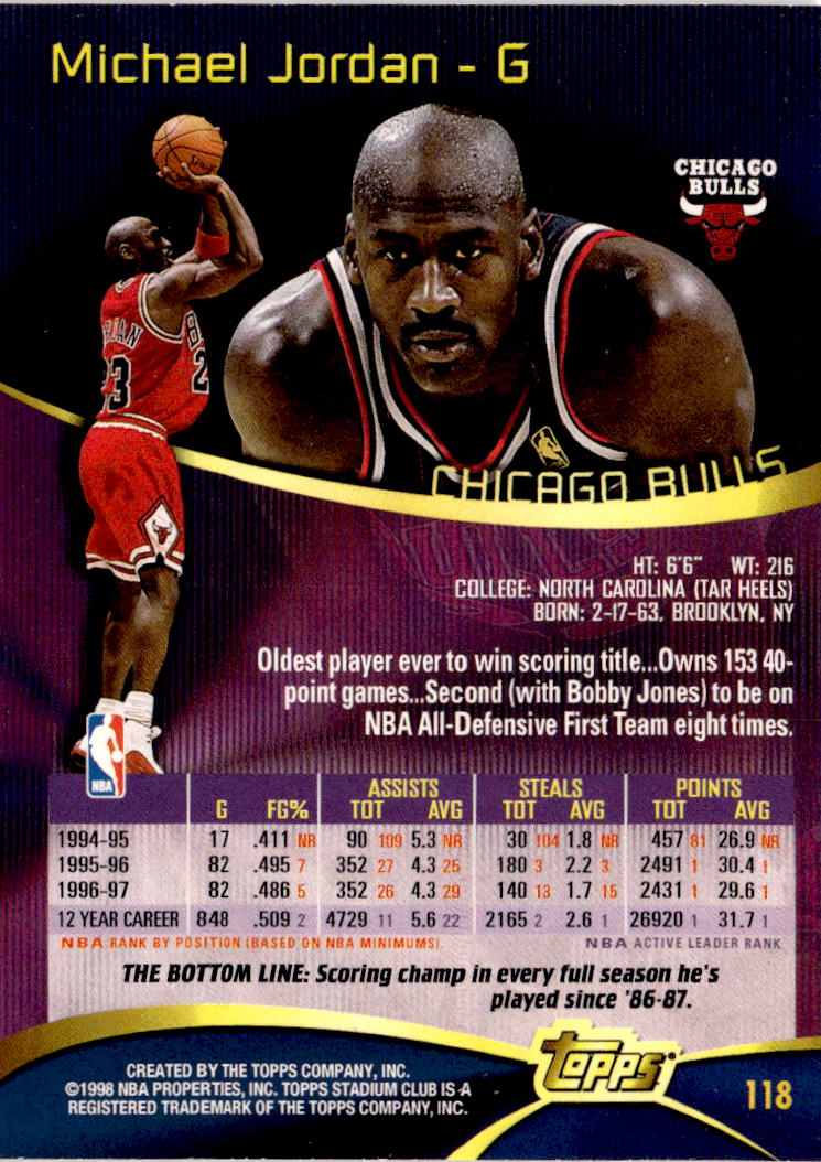 1997-98 Stadium Club #118 Michael Jordan