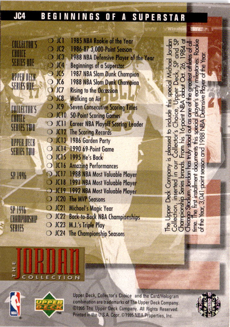 1995-96 Collector's Choice #JC4 Michael Jordan The Jordan Collection
