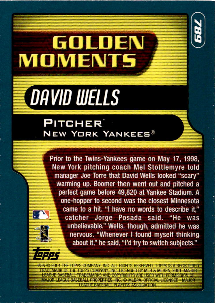 2001 Topps #789 David Wells