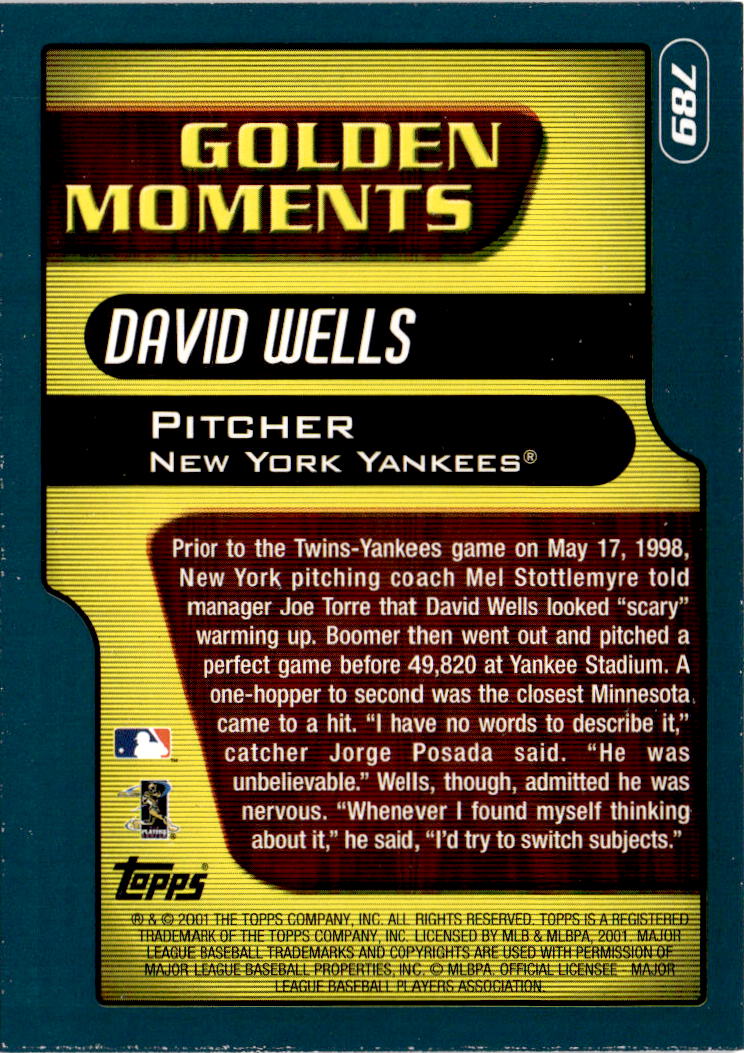 2001 Topps #789 David Wells