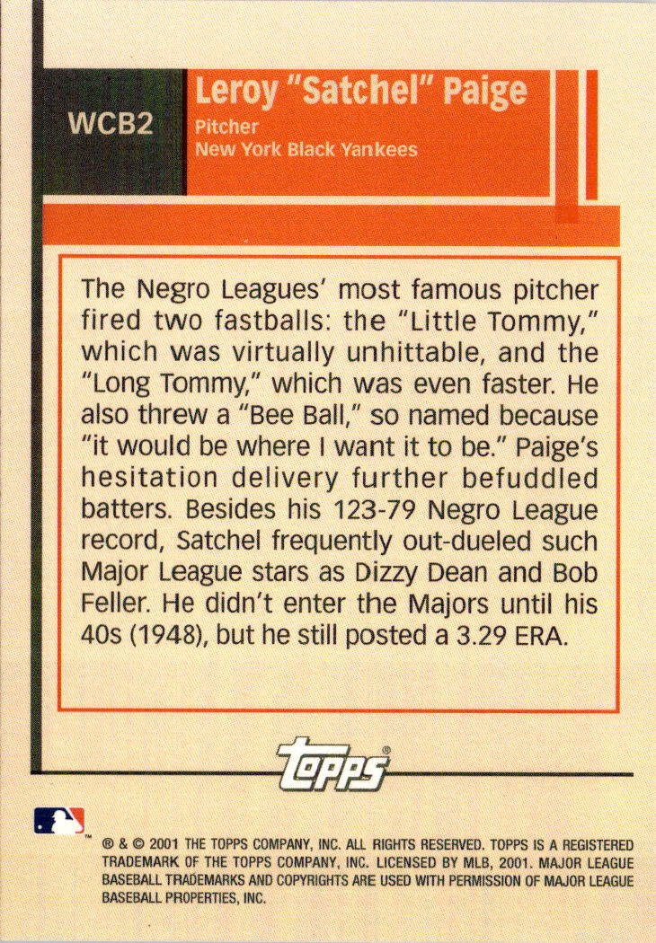 2001 Topps #WCB2 Leroy "Satchel" Paige What Could Have Been