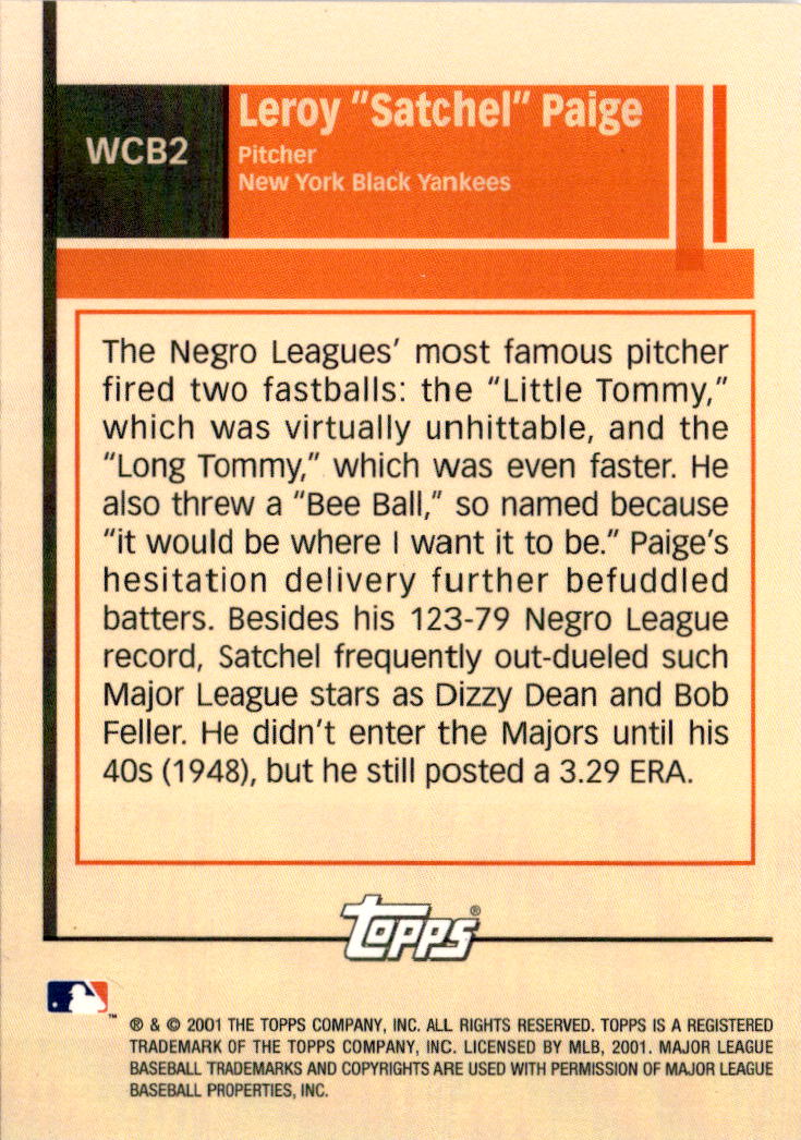 2001 Topps #WCB2 Leroy "Satchel" Paige What Could Have Been