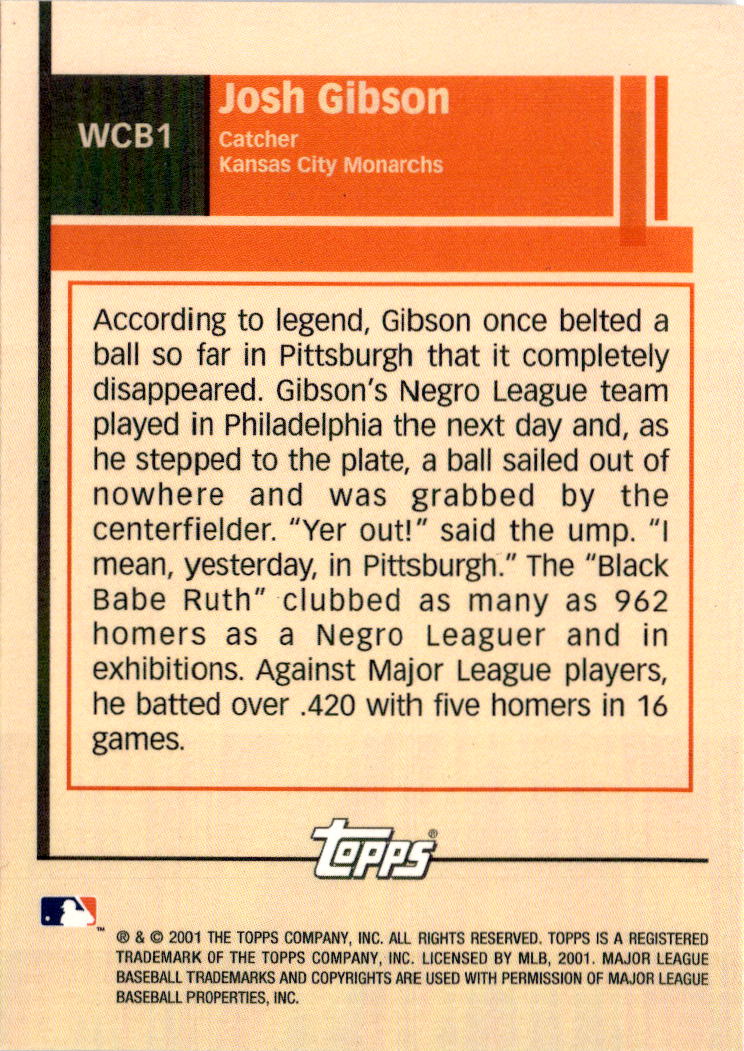 2001 Topps #WCB1 Josh Gibson What Could Have Been