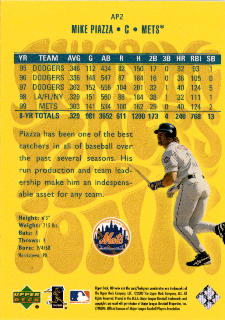 2000 UD Ionix #AP2 Mike Piazza Awesome Powers