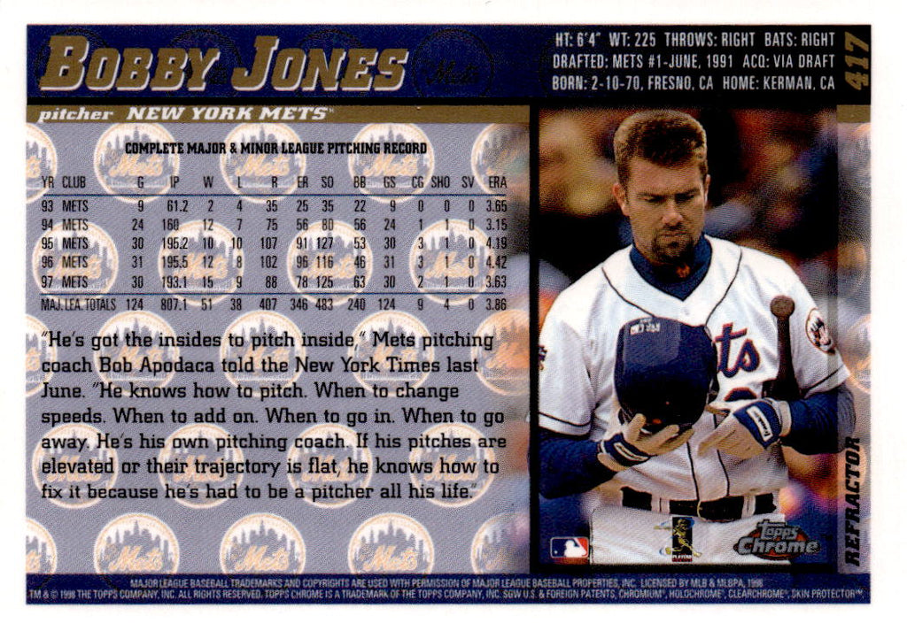 1998 Topps Chrome #417 Bobby Jones Refractors