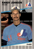 1989 Fleer #381a Randy Johnson : Sign over left shoulder has small black box