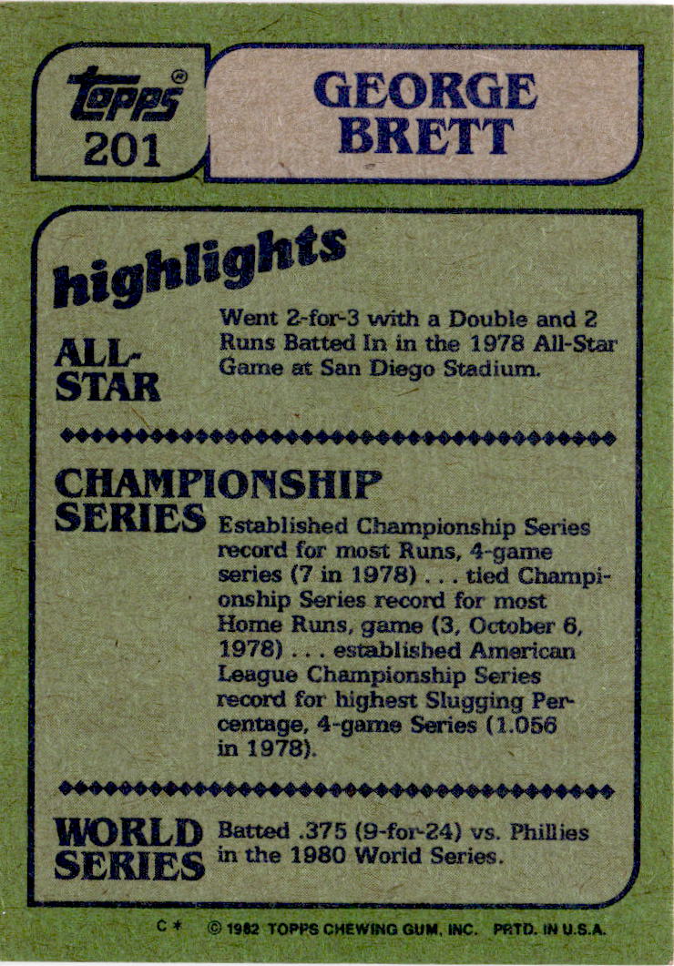 1982 Topps #201 George Brett