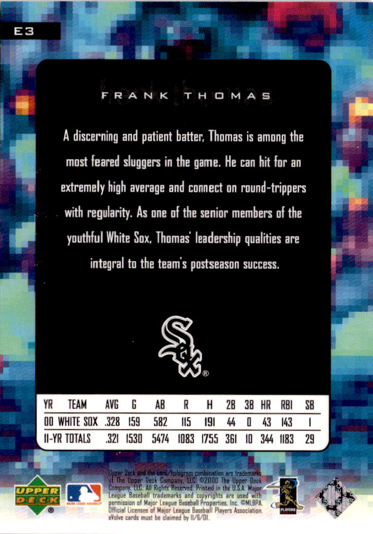 2001 Upper Deck #E3 Frank Thomas e-Cards