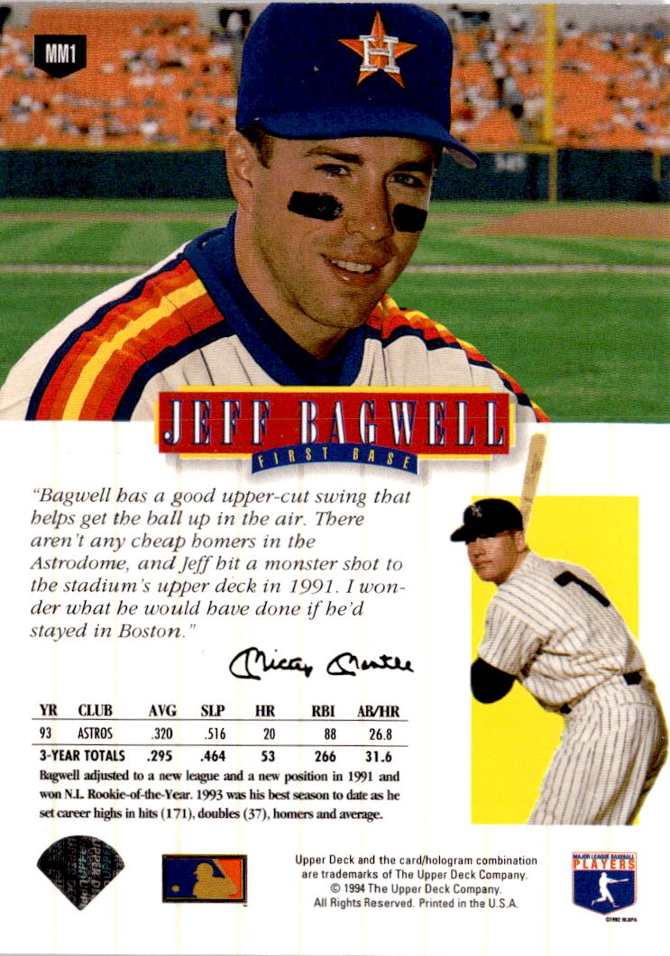 1994 Upper Deck #MM1 Jeff Bagwell Mickey Mantle's Long Shots