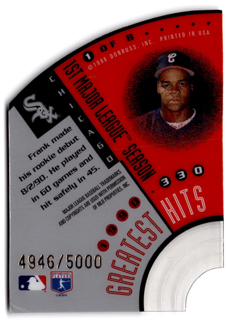 1996 Leaf #1 Frank Thomas Frank Thomas' Greatest Hits #/5000