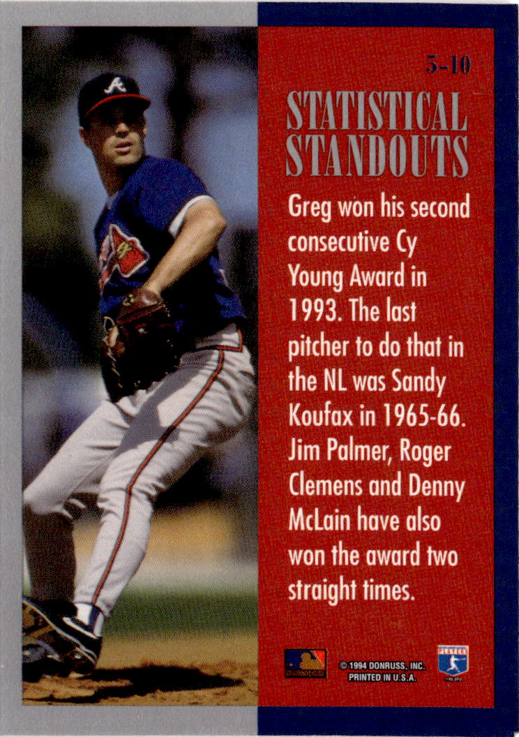1994 Leaf #5 Greg Maddux Statistical Standouts