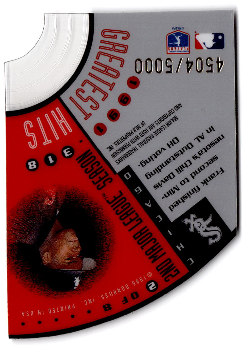 1996 Leaf #2 Frank Thomas Frank Thomas' Greatest Hits #/5000