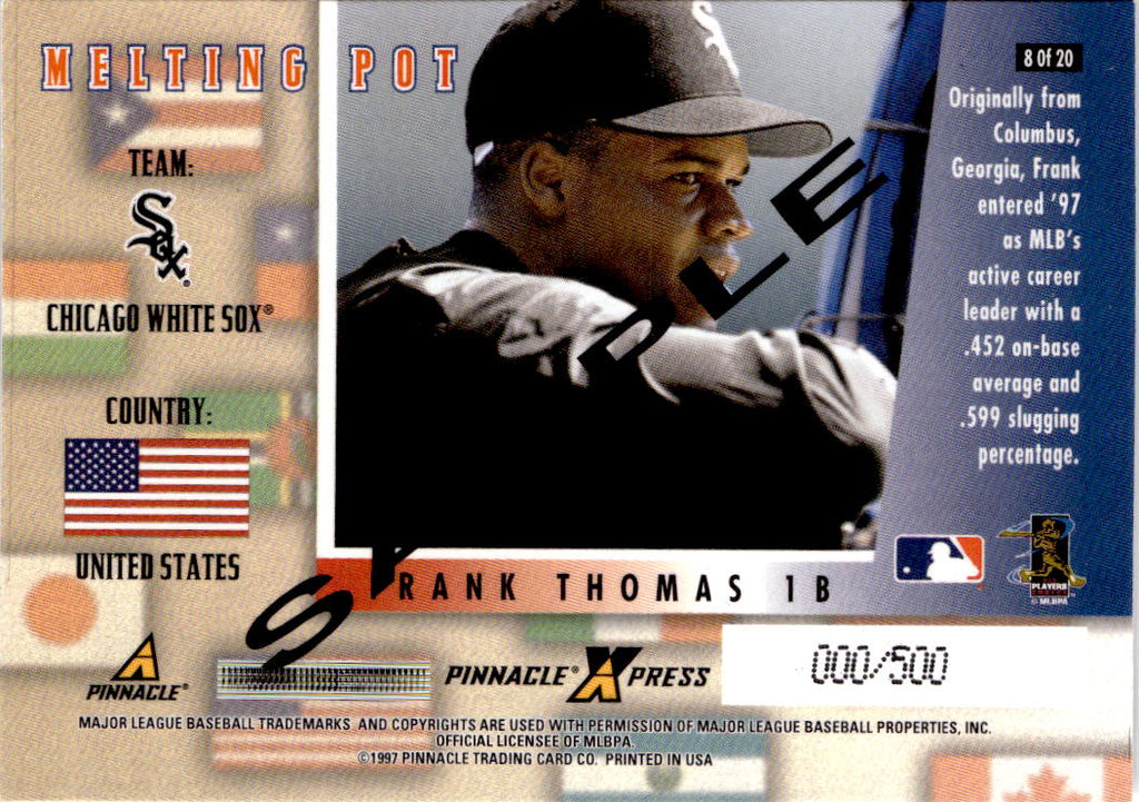 1997 Pinnacle X-Press #8 Frank Thomas Melting-Pot-Samples