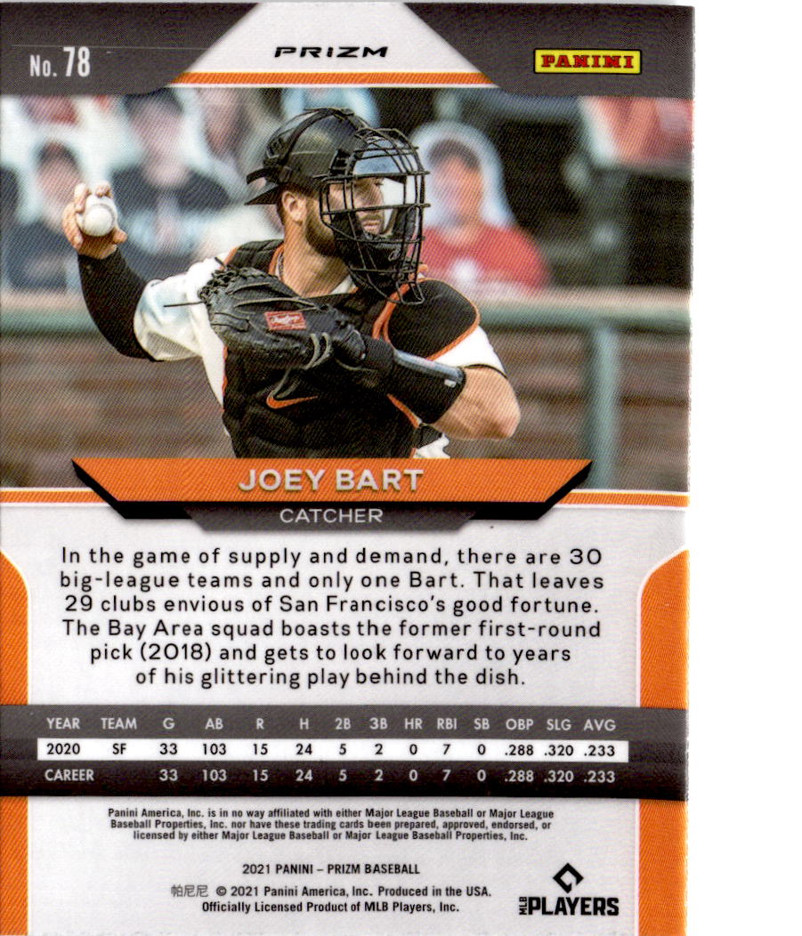 2021 Panini Prizm #78 Joey Bart Cosmic Haze Prizm