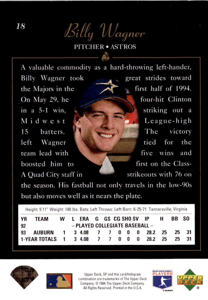 1994 SP #18 Billy Wagner