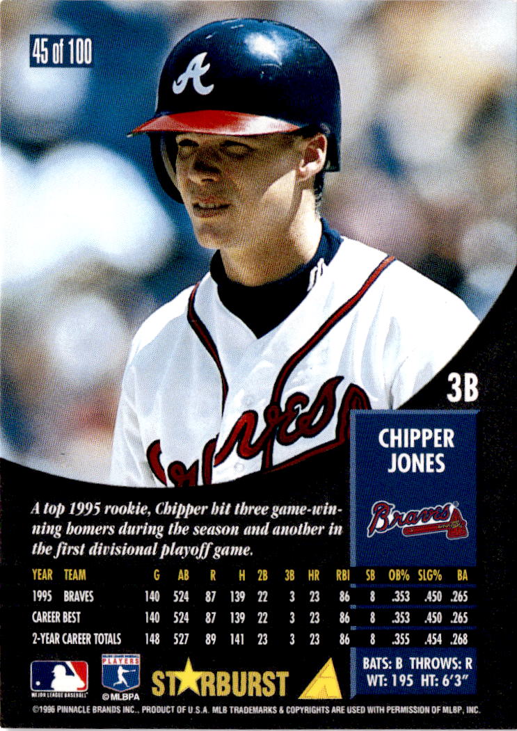 1996 Pinnacle #114 Chipper Jones