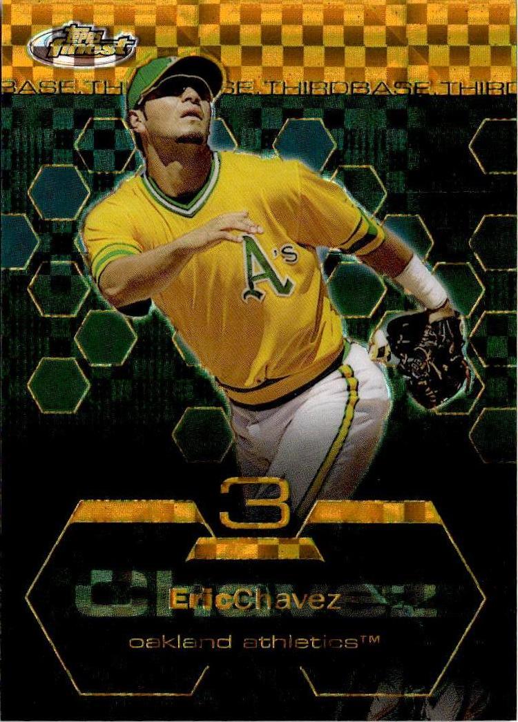 2003 Finest #69 Eric Chavez Uncirculated Gold X-Fractors #/199