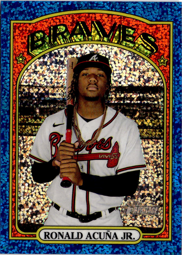 2021 Topps Heritage #299 Ronald Acuña Jr. Chrome Blue Sparkle