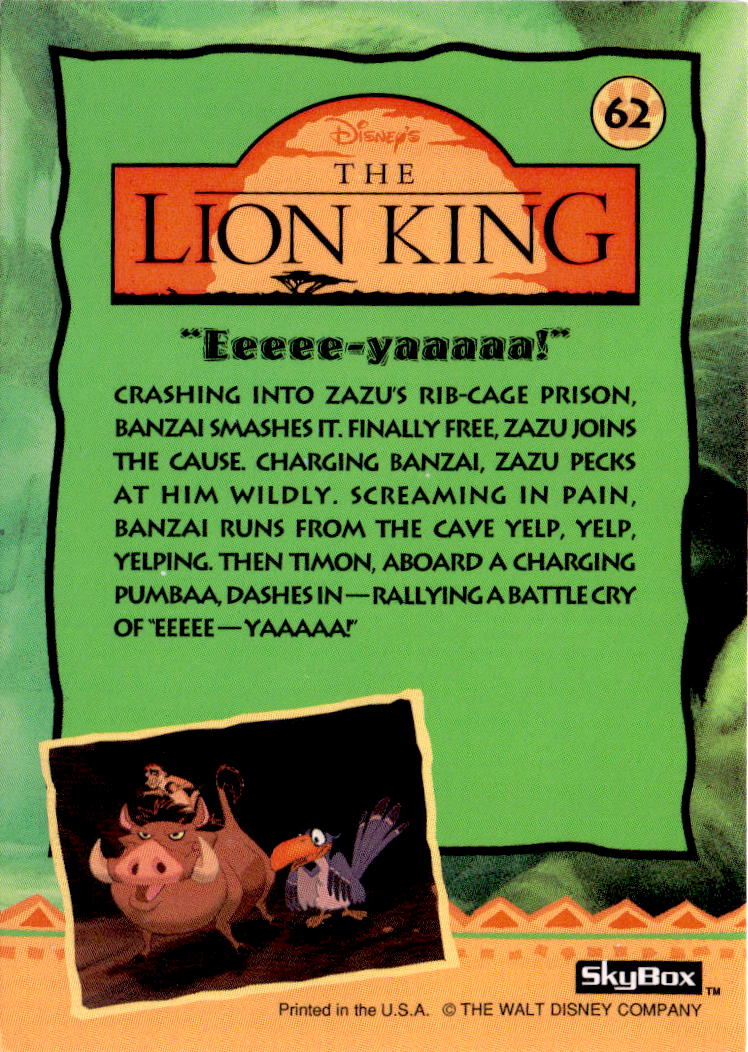 2020 Upper Deck Disney’s The Lion King #62 Shenzi, Banzai, & Ed