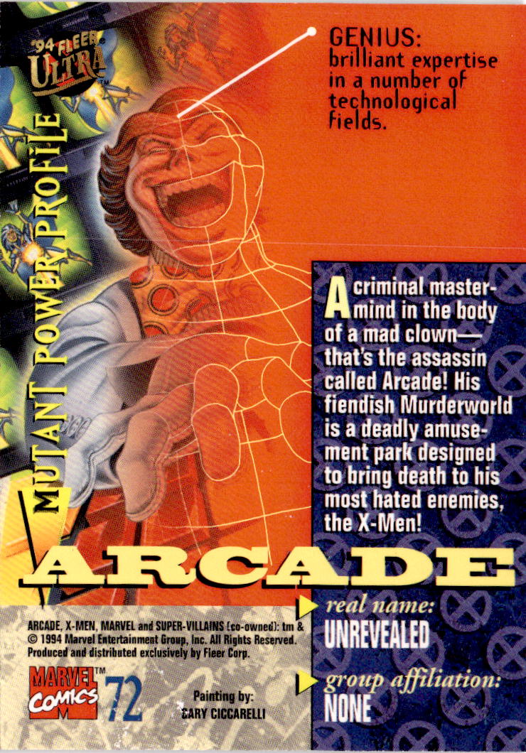 1994 Ultra X-Men #72 Arcade