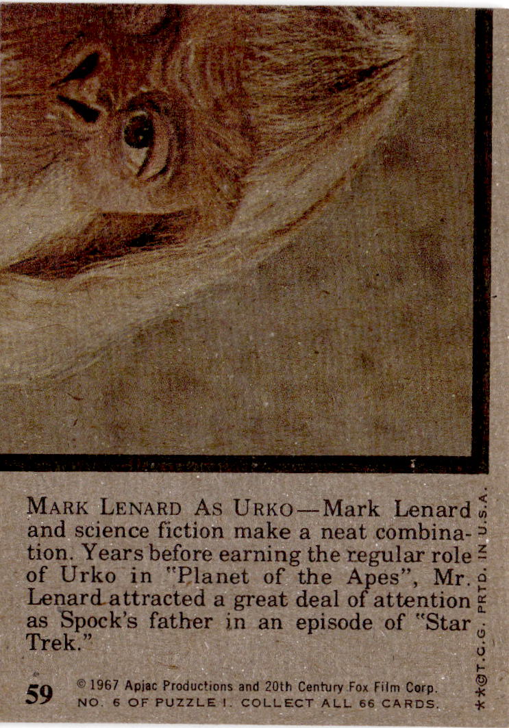 1975 Topps Planet of the Apes #59 Mark Lenard as Urko