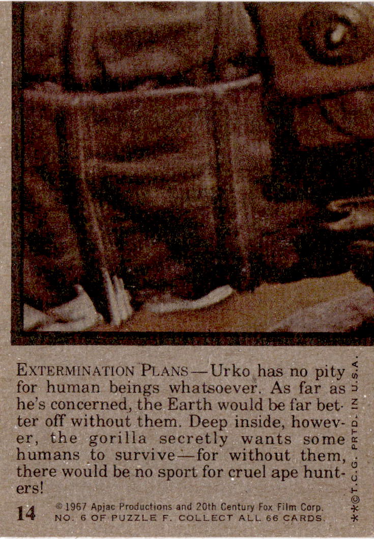 1975 Topps Planet of the Apes #14 Extermination Plans