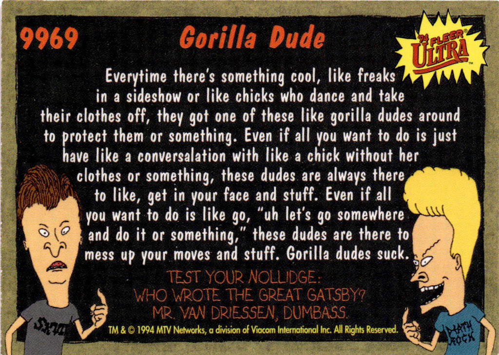 1994 Ultra Beavis and Butt-Head #9969 Gorilla Dude