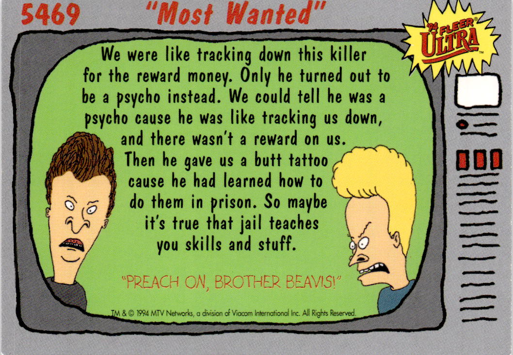 1994 Ultra Beavis and Butt-Head #5469 "Most Wanted"
