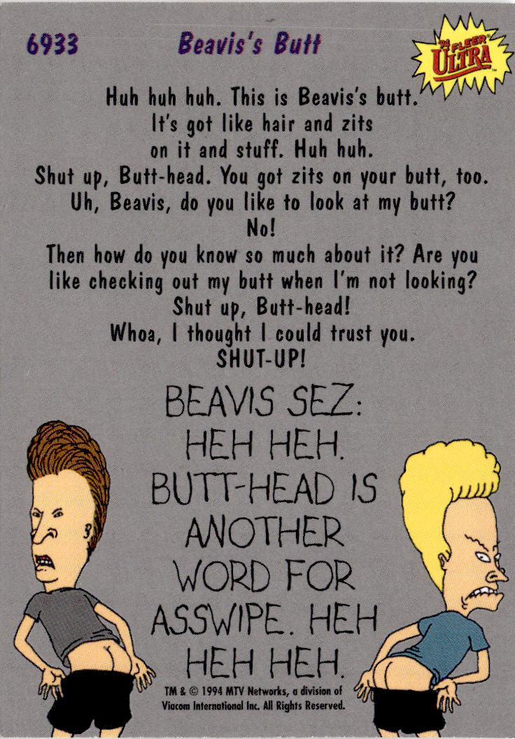 1994 Ultra Beavis and Butt-Head #6933 Beavis's Butt