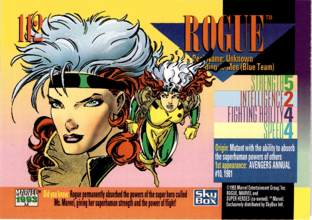 1993 SkyBox Marvel Universe #112 Rogue