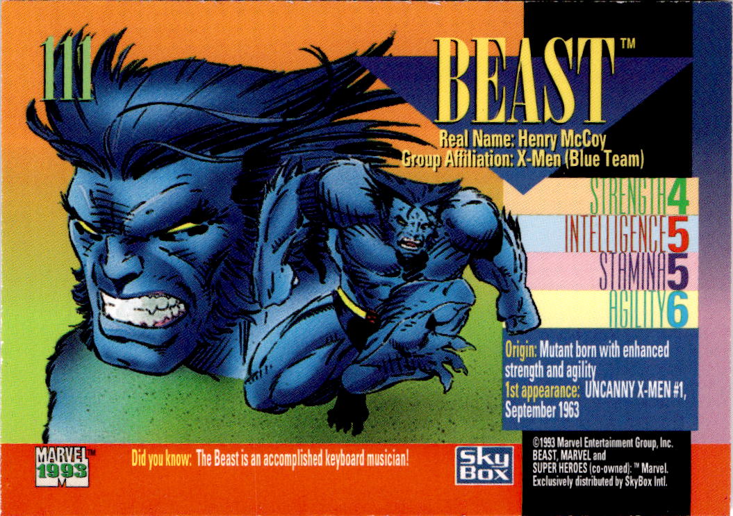1993 SkyBox Marvel Universe #111 Beast