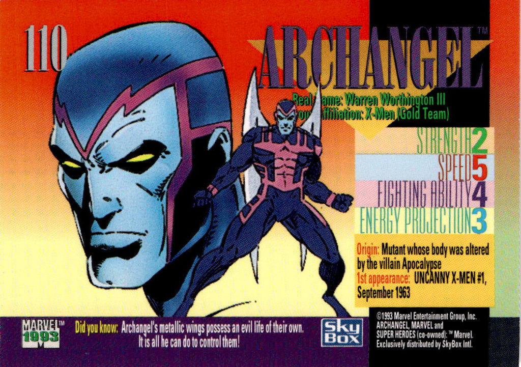1993 SkyBox Marvel Universe #110 Archangel