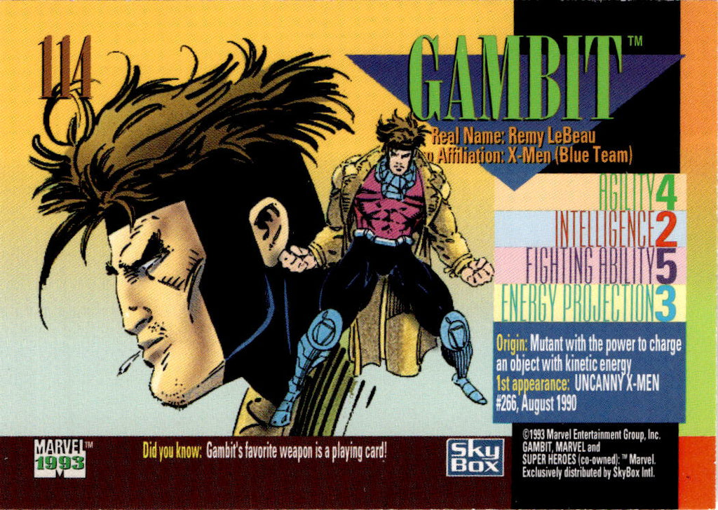 1993 SkyBox Marvel Universe #114 Gambit