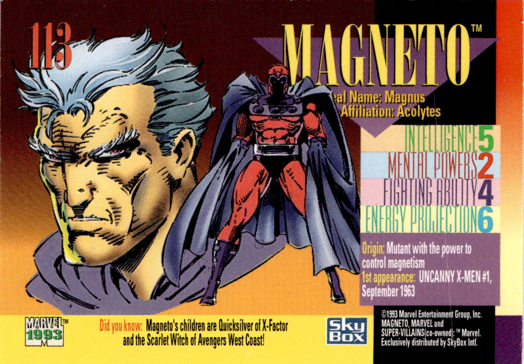 1993 SkyBox Marvel Universe #113 Magneto