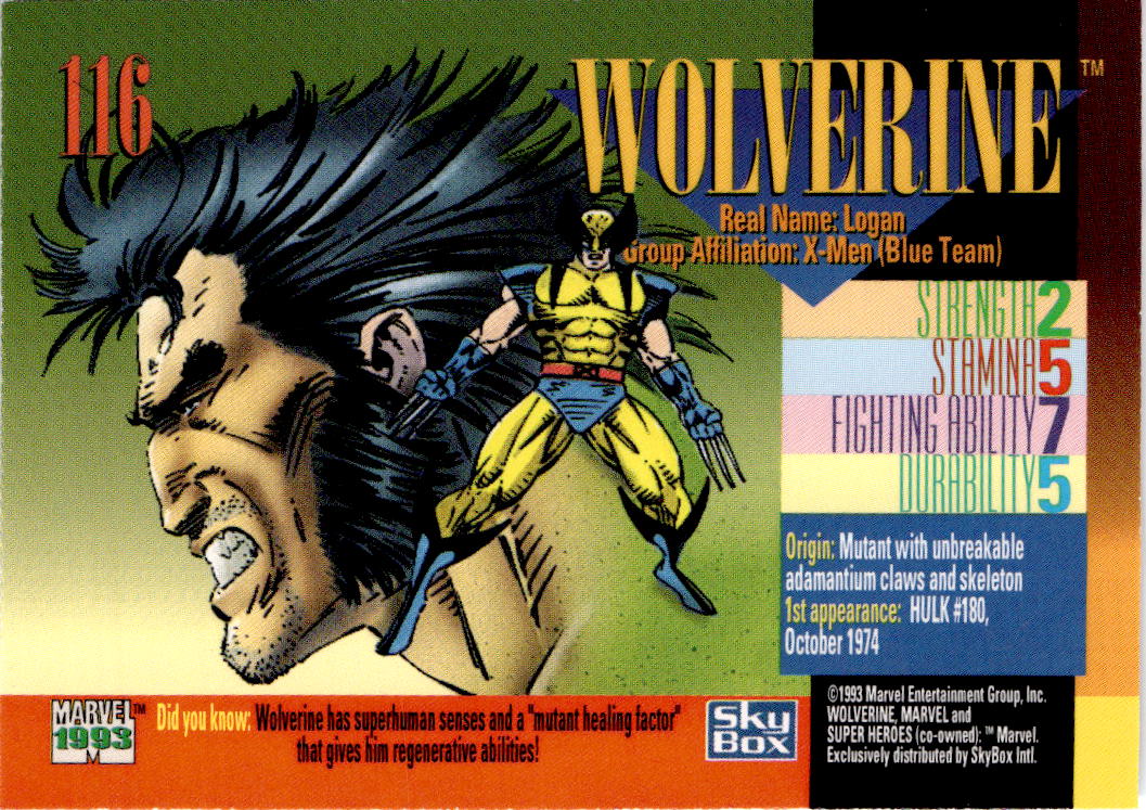 1993 SkyBox Marvel Universe #116 Wolverine