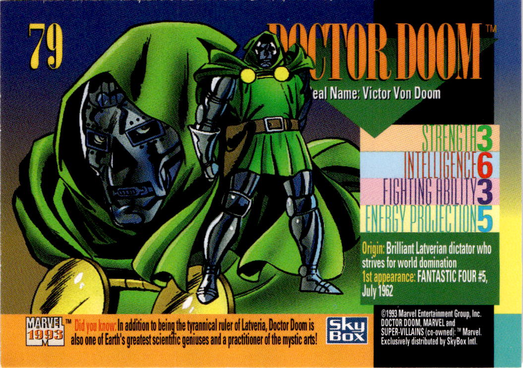 1993 SkyBox Marvel Universe #79 Dr. Doom