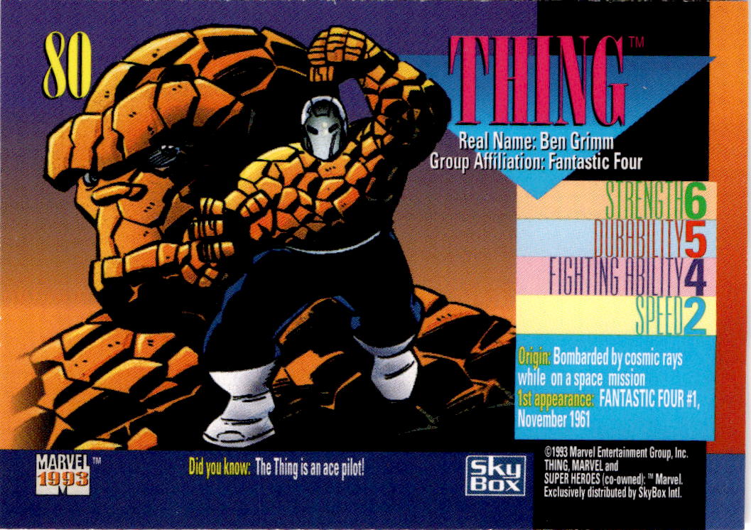 1993 SkyBox Marvel Universe #80 Thing