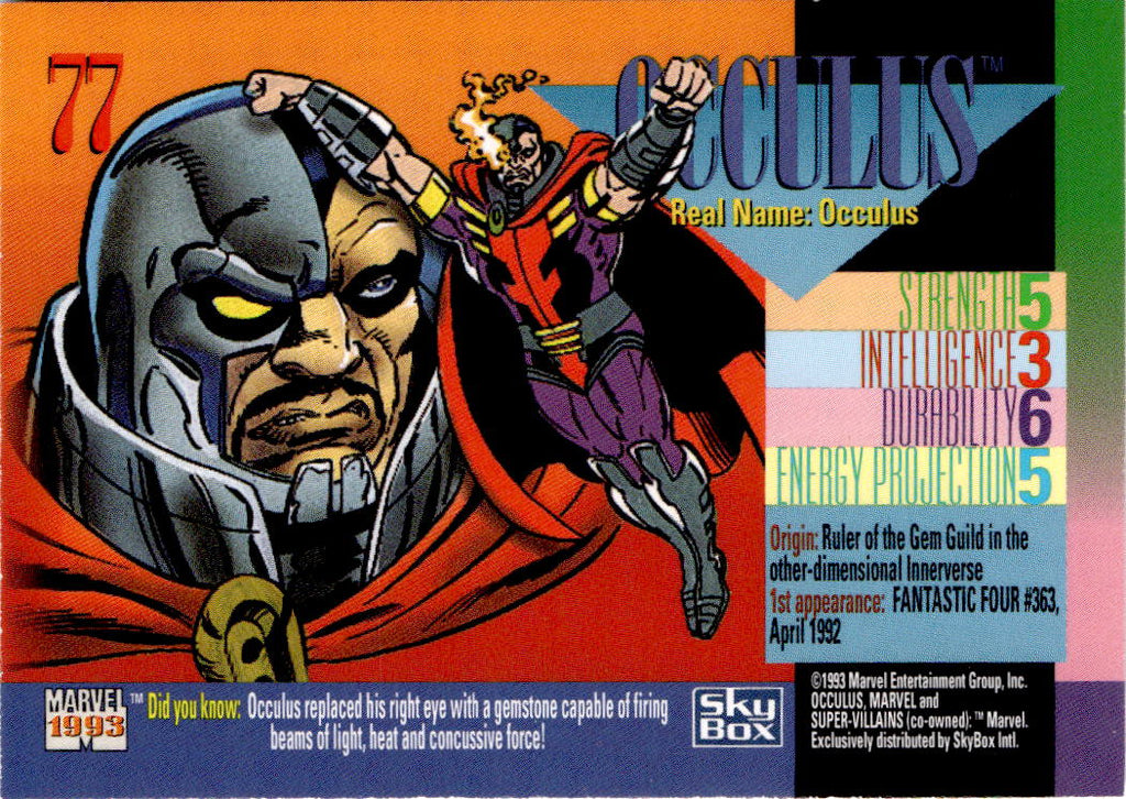 1993 SkyBox Marvel Universe #77 Occulus