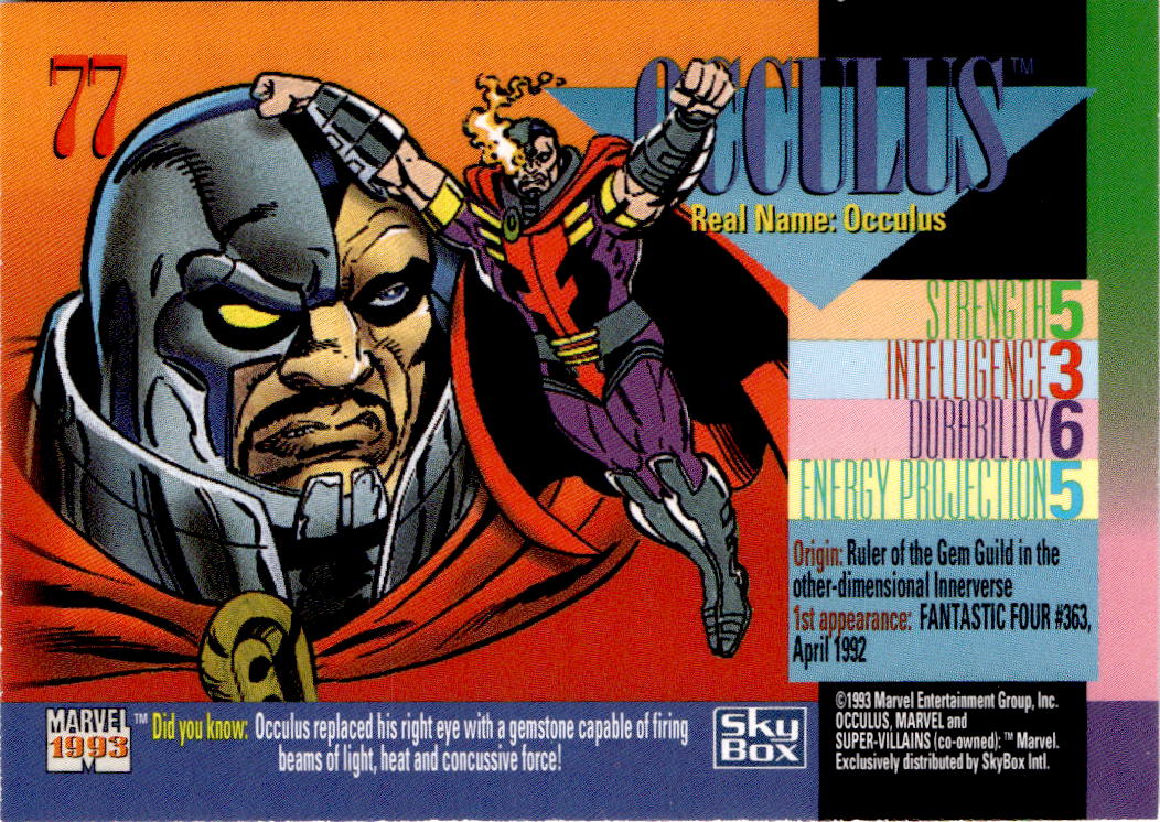 1993 SkyBox Marvel Universe #77 Occulus