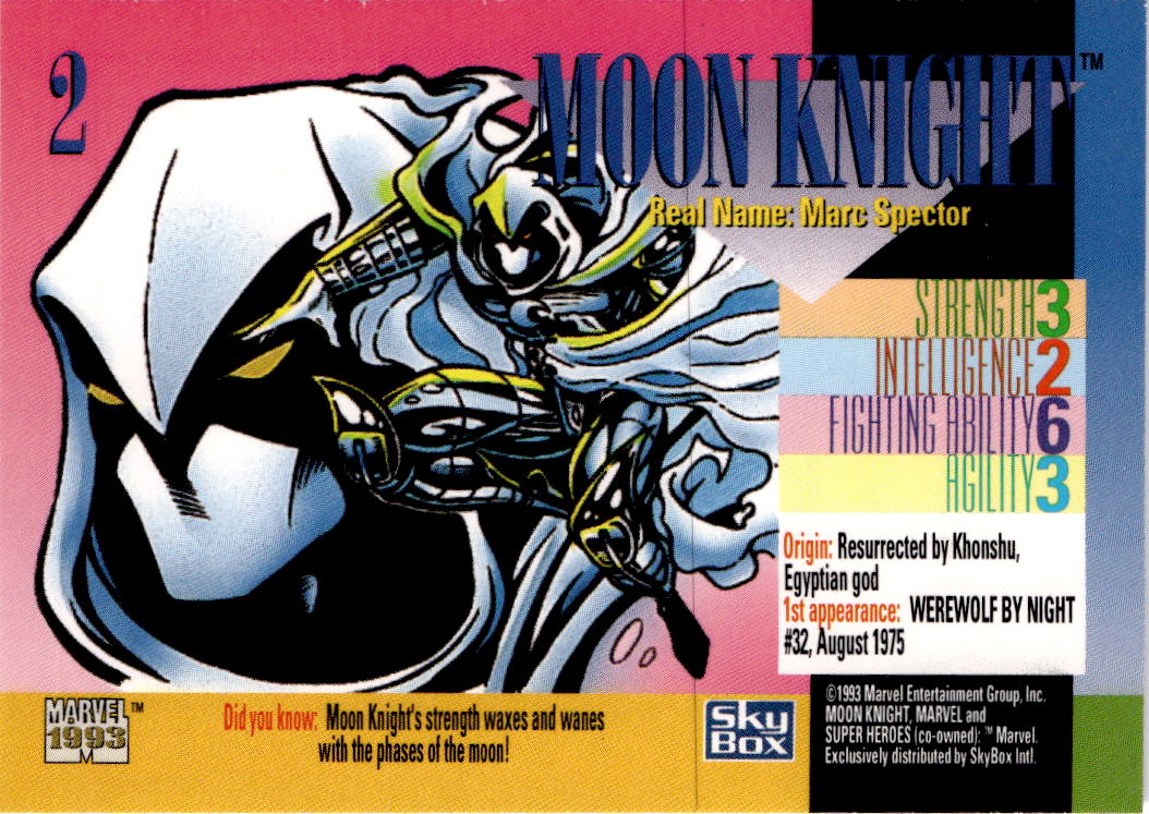 1993 SkyBox Marvel Universe #2 Moon Knight