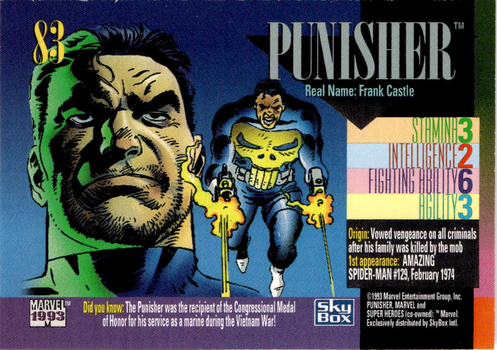1993 SkyBox Marvel Universe #83 Punisher