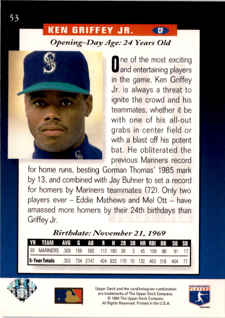 1994 Upper Deck #53 Ken Griffey Jr. Electric Diamond