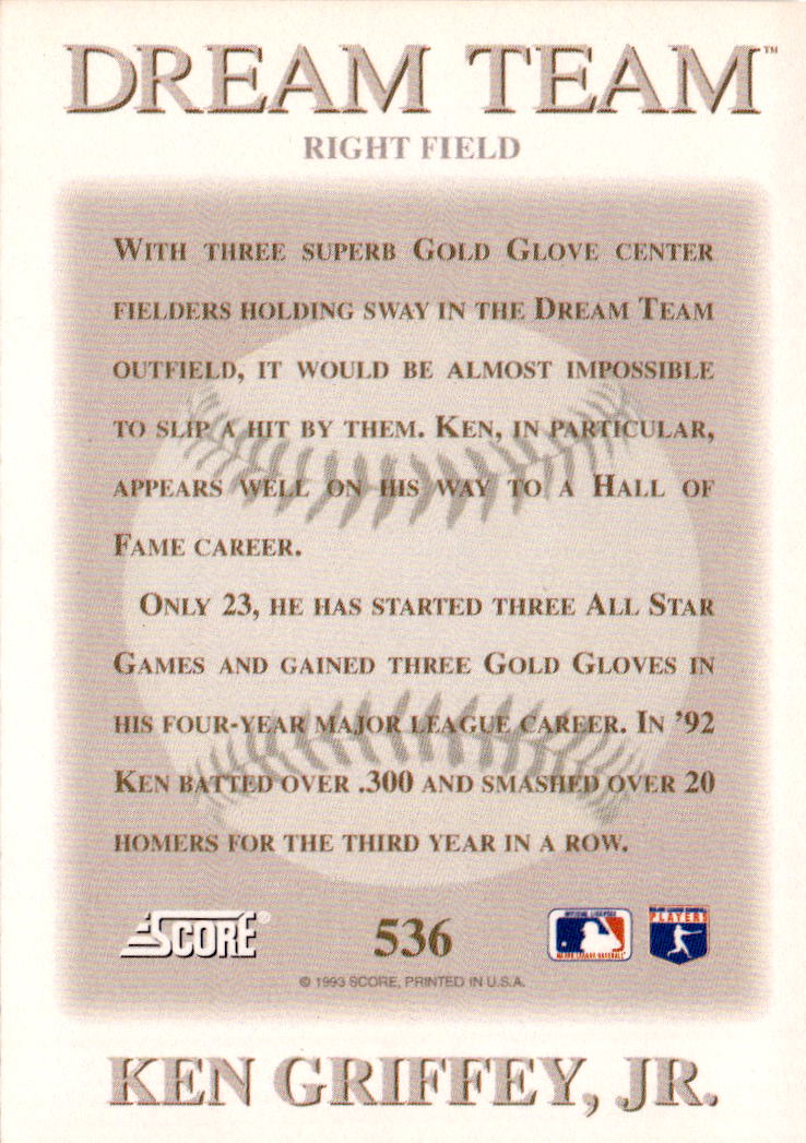 1993 Score #536 Ken Griffey Jr.