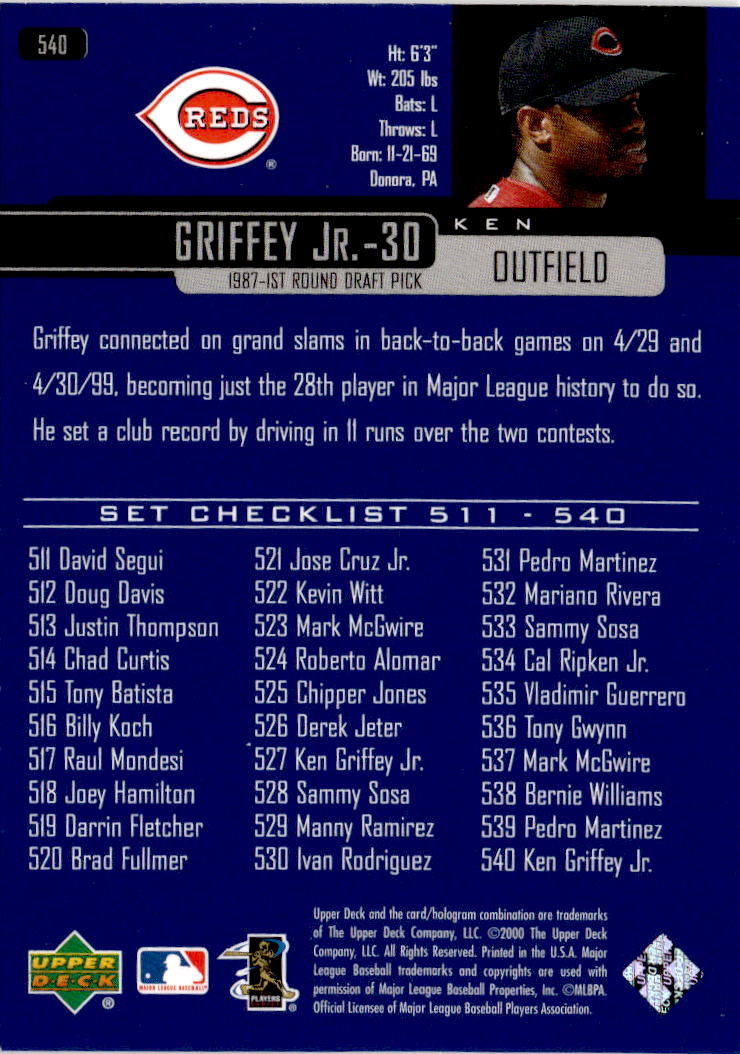 2000 Upper Deck #540 Ken Griffey Jr.