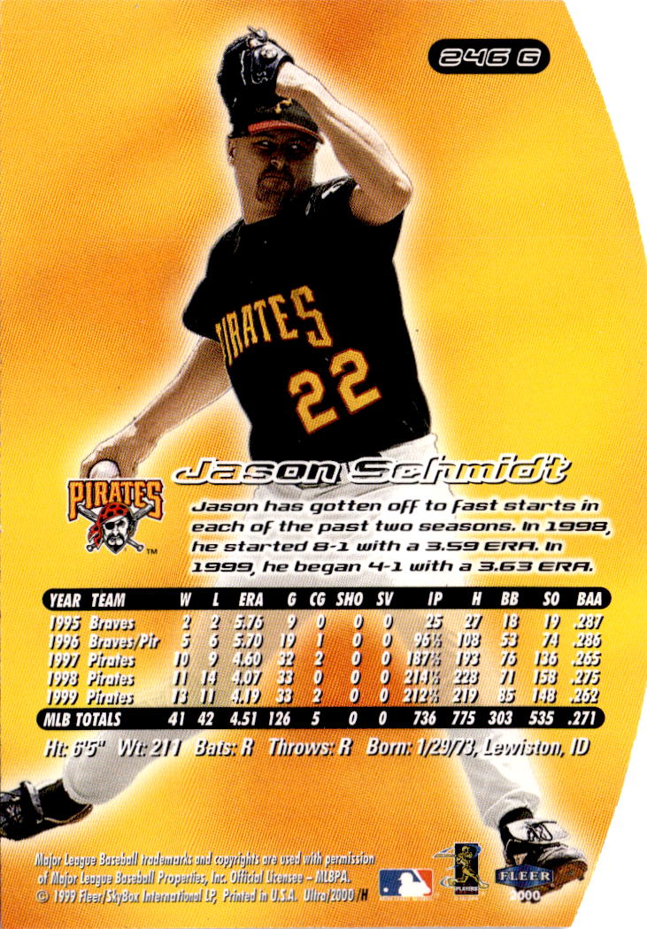 2000 Ultra #246G Jason Schmidt Gold Medallion
