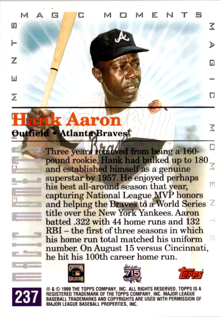 2000 Topps #237b Hank Aaron Limited : 1957 MVP