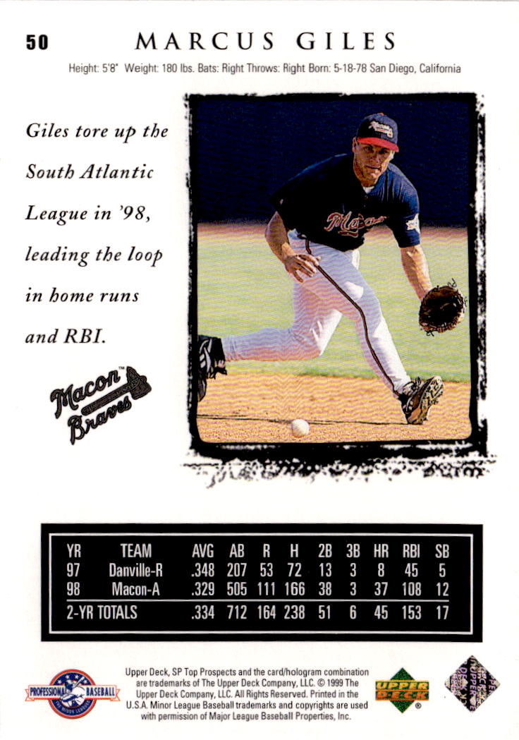 1999 SP Top Prospects #50 Marcus Giles