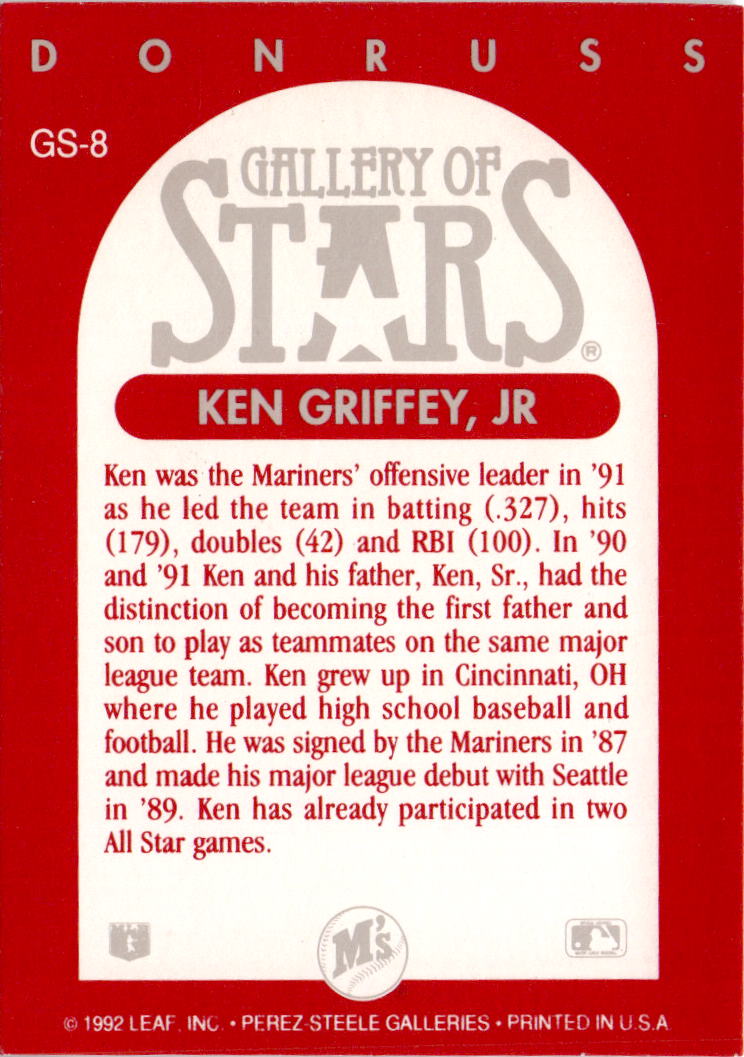 1992 Triple Play #GS-8 Ken Griffey, Jr. Gallery of Stars