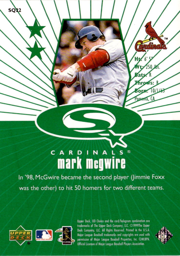 1999 UD Choice #SQ22 Mark McGwire StarQuest Green